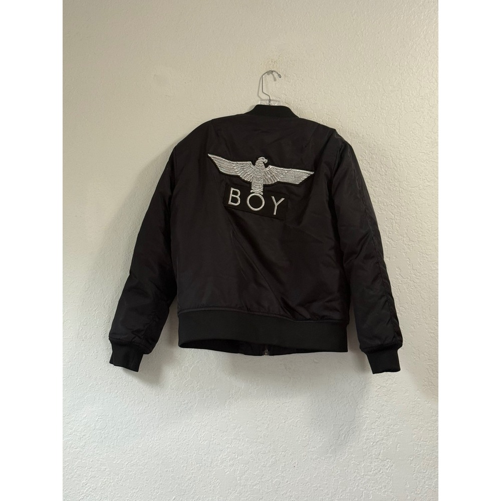 Boy London Mens Black Bomber Flight Jacket Eagle Logo Patch Streetwear M